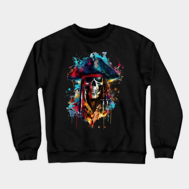 Colorful Pirate Skull Crewneck Sweatshirt by DazzleDesign